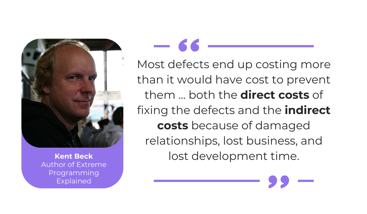 quote about the high cost of defects in software development