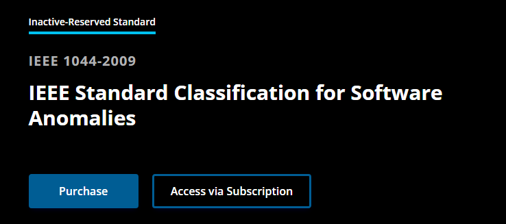 IEEE standard classification for software anomalies screenshot