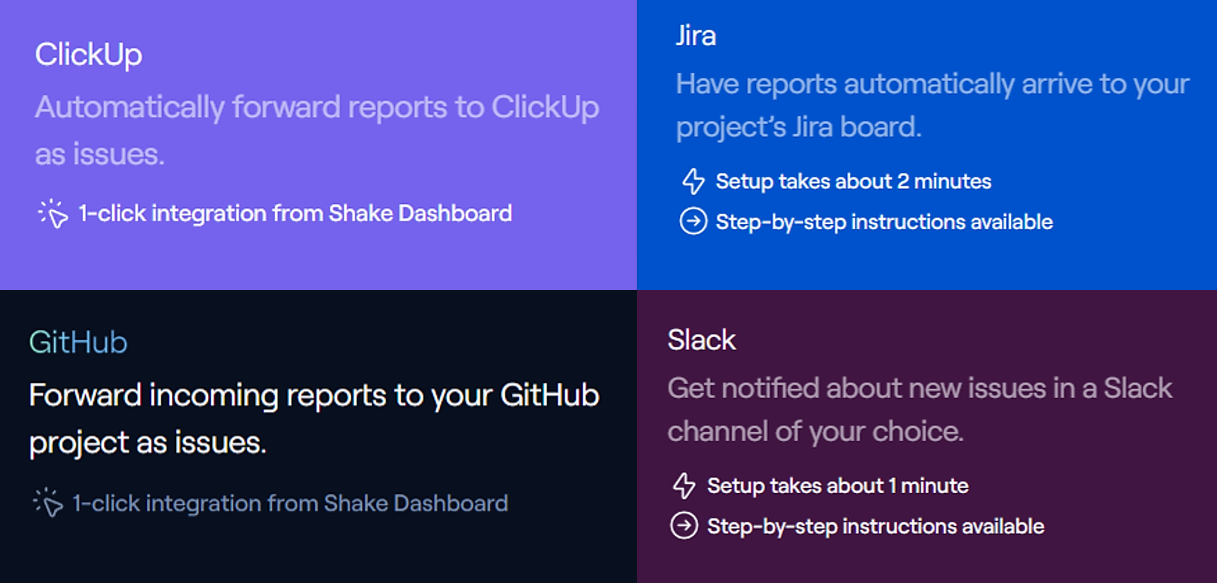 shake integrations screenshot