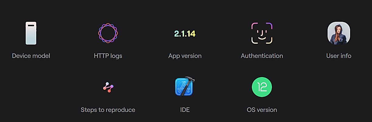 screenshot of data points captured by shake