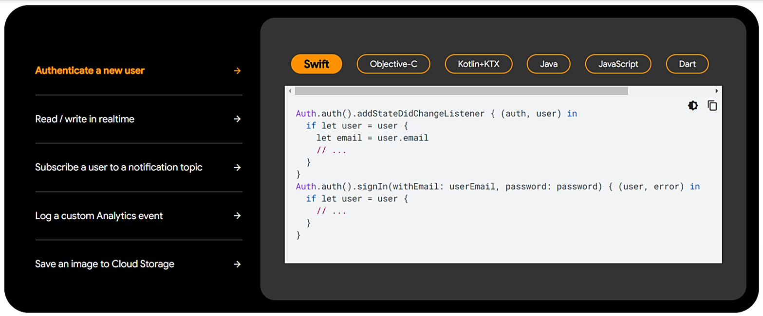 firebase sdk screenshot