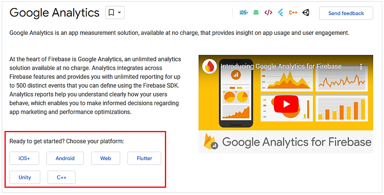 google analytics sdk screenshot