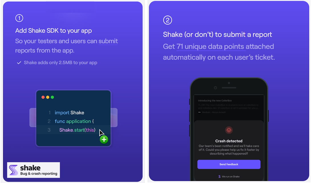 shake mobile sdk screenshot