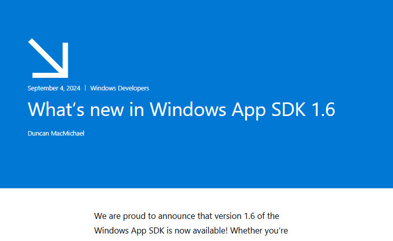 article snapshot about windows sdk updates